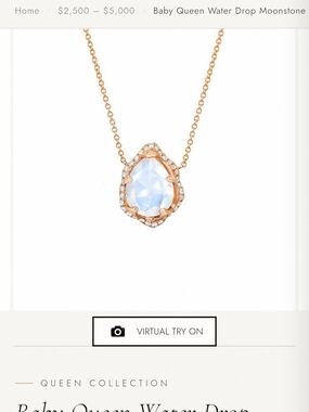 Logan Hollowell Baby Queen Water Drop Moonstone Necklace in Rose Gold